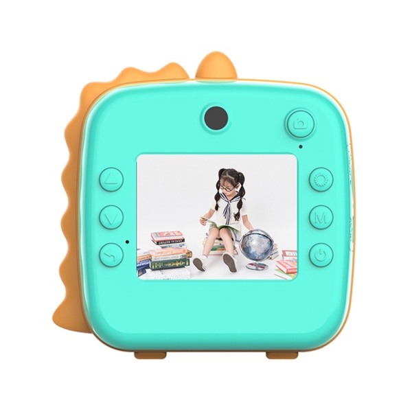 Детская камера Kid Joy Print Cam P23 с картинкой динозавра, синяя